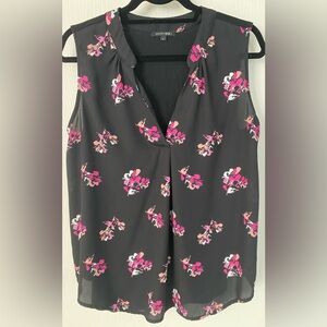 Papermoon Black and Pink Notched Collar Blouse
